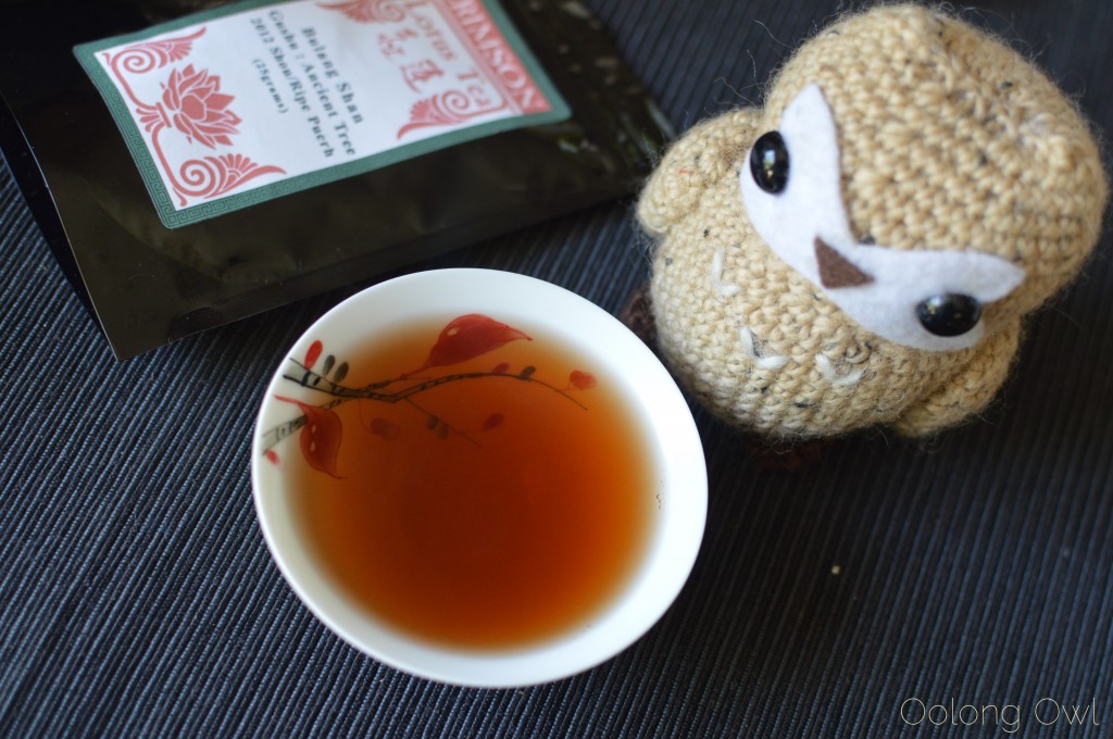 2012 bulang gushu ripe pu'er crimson lotus tea oolong Owl