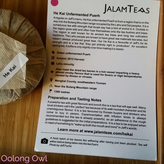 he kai unfermented puerh from Jalam Teas - Oolong Owl Tea Review (2)